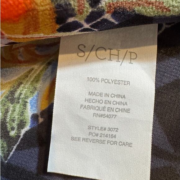 CAbi Amour blouse semi sheer navy with floral pattern long sleeve button up Sz S - Picture 7 of 7